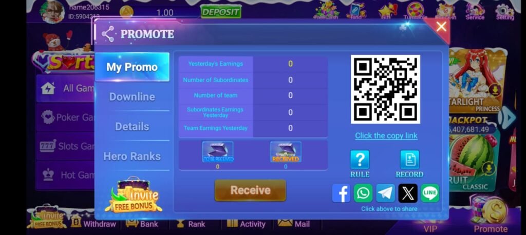 Invite Friends Program in DK 777 Game APPs